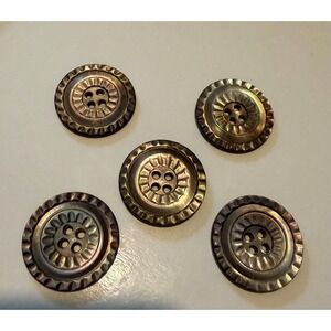 5 Antique Mother of Pearl Carved Buttons